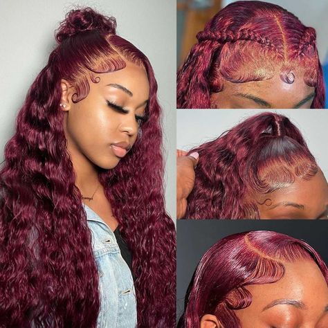 PRICES MAY VARY. Deep Wave Burgundy Lace Front Wigs Human Hair, Material: Deep Wave Burgundy Curly Wig Healthy Cut From Young Donor, Made By 100% Virgin Human Hair Lace Front Wigs For Black Women Burgundy Wig, Can Be Dyed, Restyled, Bleached For Months Wear No Blend Deep Wave Lace Front Wig Human Hair Dark Burgundy Wig Human Hair, Texture: Burgundy Water Wave Lace Front Wigs Human Hair, 180% Density Human Hair Lace Front Wigs For Black Women Human Hair Burgundy Glueless Wigs Human Hair Deep Wave Curly Lace Frontal, Brazilian Straight Hair, Natural Human Hair, Short Hair Wigs, Curly Human Hair Wig, Red Wigs, Front Hair Styles, Deep Curly, Burgundy Hair