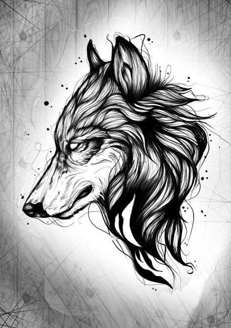 Dark Wolf Tattoo, Wolf Tattoo Sketch, Drawings Of Wolves, Black Line Work Tattoo, Black Wolf Tattoo, Sketchy Tattoo, Wolf Tattoos Men, Wolf Tattoo Sleeve, Animal Tattoo Ideas