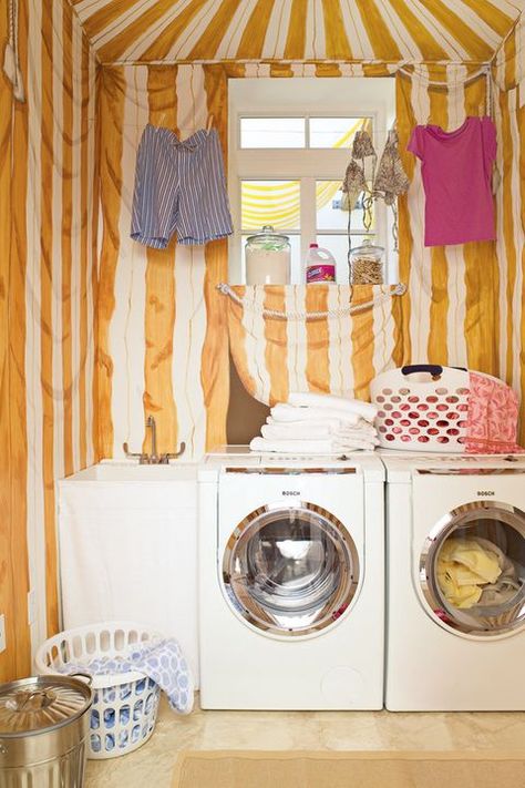 55 Small Laundry Room Ideas - Small Laundry Room Storage Tips Eclectic Laundry Room, Washer And Dryer Storage, Stacked Washer And Dryer, Laundry Room Design Ideas, Small Laundry Room Ideas, Room Improvement, Hanging Drying Rack, Compact Laundry, Tiny Laundry Rooms