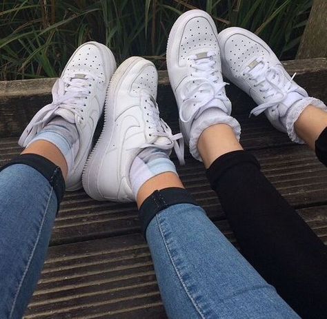 white  dark  aesthetic Friends Shoes, White Sneakers Nike, Nike Air Force One, Baskets Nike, Nike Shoes Outlet, Shoes Outlet, Kanye West, White Nikes, White Sneakers