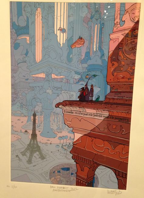 Moebius, Paris, sérigraphie, 2008 (1484×2048) Mobius Art, Jean “moebius” Giraud, Moebius Art, Bd Art, Jean Giraud, Arte Inspo, Art Et Illustration, Science Fiction Art, The Eiffel Tower