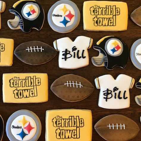 Steelers Cookies, Nfl Cookies, Steelers Happy Birthday, Steelers Birthday, Football Cookies, Happy Birthday Cookie, Birthday Basket, Bf Gifts, Surprise Party