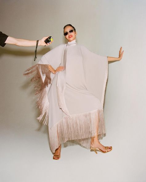 Into the future Discover the High Summer 2023 Collection online and in-stores. @FaridaKhelfa wears a silver Mrs. Ross Kaftan, available… | Instagram Taller Marmo, 2023 Collection, Into The Future, Summer 2023, Harrods, The Future, Silver, Instagram