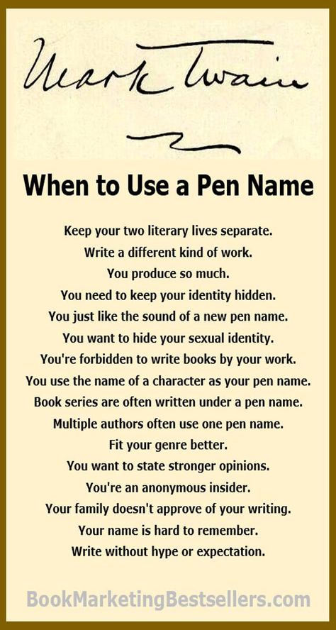 16 reasons to use a pen name: hide identity, two genres, experimental, and more. #writers #authors #writing #books Pen Name Ideas, Ghost Writing, Writing Genres, Indie Publishing, Writing Books, Odd Stuff, Make Money Writing, Pen Name, Author Quotes