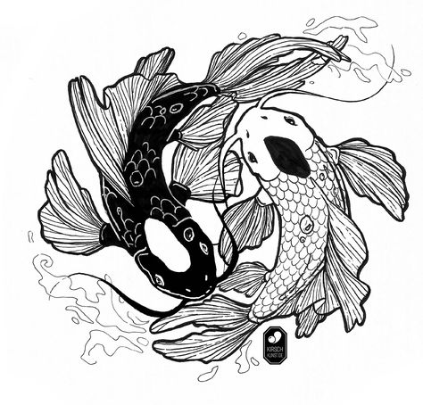 Ying Yang Tattoo, Yin Yang Art, Kunst Tattoos, Logo Instagram, Koi Art, Koi Tattoo, Koi Fish Tattoo, Symbol Tattoos, Fish Drawings