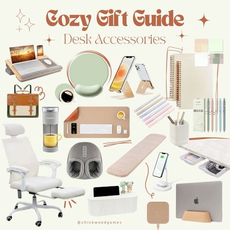 Cute Gaming Accessories Pc, Cute Pc Setup, Gamer Gift Guide, Cozy Gamer Aesthetic, Cozy Gaming Room, Stream Aesthetic, Desk Setup Aesthetic, Gaming Essentials, Cozy Desk Setup