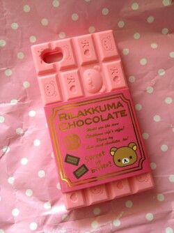 Rilakkuma chocolate^^ Carcase Iphone, Decoden Phone Case, Kawaii Phone Case, Pink Iphone Cases, Pink Chocolate, Pretty Phone Cases, Cool Cases, Kawaii Shop, Pink Iphone