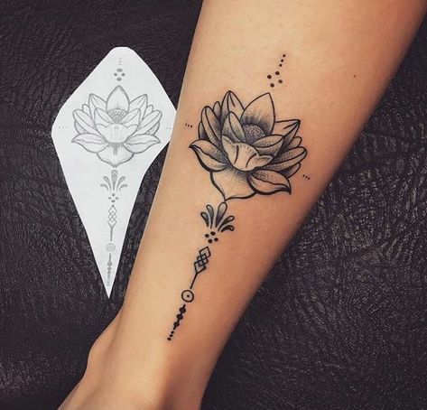 30 Beautiful Lotus Flower Tattoo Ideas | Inspirationfeed Calf Tattoos For Women, Lotusblume Tattoo, Mandela Tattoo, Underboob Tattoo Designs, Leg Tattoos Women, Mandala Tattoo Design, Thigh Tattoos Women, Calf Tattoo, Lotus Tattoo