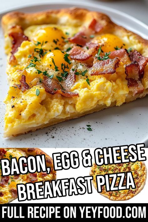 Bacon Egg And Cheese Breakfast Pizza, Breakfast Pizza Sauce Recipes, Pizza Breakfast Casserole, Breakfast Pizza Sauce, Quinoa Peanut Butter, Easy Breakfast Pizza, Scones Lemon, Lemon Oatmeal, Breakfast Ideas With Eggs