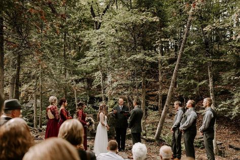 Woodsy Adventure Wedding at Canyon Falls, Michigan Michigan Airbnb, Airbnb Elopement, Wenatchee Washington, Fall In Michigan, Wedding In The Mountains, Upper Peninsula Michigan, Traverse City Wedding, Airbnb Wedding, Waterfall Wedding