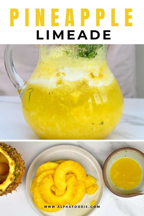 Lime Drinks Non Alcoholic, Pineapple Limeade, Refreshing Summer Drinks Healthy, Summer Beverages, Pineapple Lemonade, Healthy Juice Drinks, Iced Drinks Recipes, Tea Drink Recipes, Pineapple Drinks