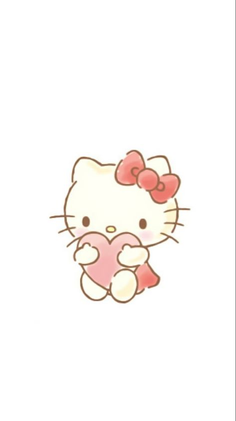 Hello Kitty Characters Wallpaper, Hello Kitty Holding Heart, Vintage Hello Kitty, Cat App, Pink Wallpaper Hello Kitty, Holding Heart, Walpaper Hello Kitty, Hello Kitty Themes, Hello Kitty Aesthetic