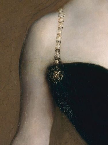 John Singer Sargent (USA, 1856-1925) - Madame X (Madame Pierre Gautreau), detail - 1883-1884 - oil on canvas  (208.6 x 109.9cm) - The Met Portrait Of Madame X, X Aesthetic, John Singer Sargent, Holding Flowers, Metropolitan Museum Of Art, Model Photos, Female Portrait, Fashion Details, Portrait Painting