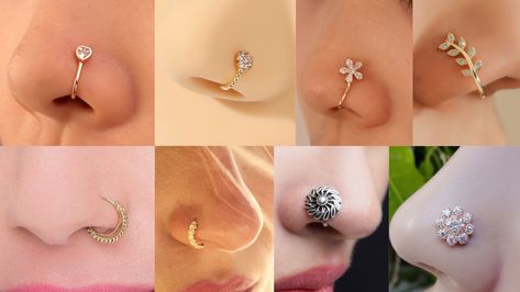 #nosestuds #nosering #goldnosering #goldnosepin #goldnosepindesign #goldnosestuds #goldnosestudsdesign #goldnosering2023 #jewellerydesign #fashiontrends #fashiontrends2023 #nosepiercingdesign #noseringdesigns #noserings #bestnoserings #latestgoldnoseringdesign #goldnoseringdesign2023 #latestgoldnoseringdesign2023 #topbrandssale #goldnoseringdesign #nosepin #nosepindesigns #jewellerydesign2023 #jewellerycollection #fashion Gold Nose Ring Design, Gold Nose Cuff, Indian Nose Rings, Nose Ring Designs, Shoulder Length Curly Hair, Diamond Nose Ring, Diamond Nose Stud, Small Nose, Gold Nose Stud