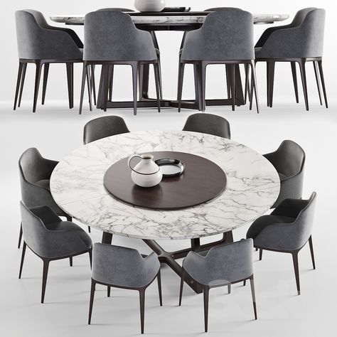 Poliform Grace chair & Concorde Round table Marble Dinner Table, Dinner Table Ideas, Dining Room Accent Chairs, Round Dining Room Sets, Round Table Decor, Round Marble Dining Table, Dining Room Accents, Marble Top Dining Table, Round Dining Room Table