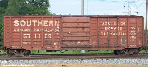 rail cars | ... Railway Serves The South Railroad Train Box Car Railcar Macon GA Train Box Car, Train Wagon, Train Yard, Train Scene, Locomotive Engine, Hut House, Vintage Railroad, Macon Georgia, Work Train