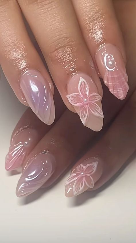 2024 Nail Art Trends, 3d Nail Ideas, Trendy Nails 3d, Crazy Nails Designs, Nail Ideas 3d, Chrome Summer Nails, Summer Chrome Nails, Nailart Ideas, Chrome Manicure