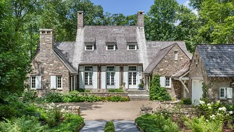 Stone Home Design, Southern Country Homes, Atlanta Homes And Lifestyles, Painting Shiplap, Stone Fireplace Mantel, Stone Exterior, St Simons, Atlanta Homes, Mountain Retreat