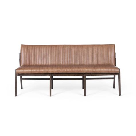 Tolliver Genuine Leather Upholstered Bench Wood Banquette, Dining Bench With Back, Leather Dining Bench, Banquette Dining, Banquette Bench, Upholstered Dining Bench, Bench With Back, Round Sofa, Leather Bench