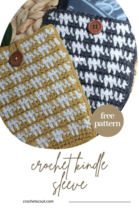 Easy Crochet Kindle Sleeve: Free Pattern - Crochet Scout Crochet Ipad Case Free Pattern, Crochet Kindle Sleeve Pattern, Crochet Kindle Case Pattern Free, Crochet Kindle Sleeve Free Pattern, Kindle Sleeve Crochet, Kindle Crochet Cover, Kindle Case Pattern, Crochet Kindle Sleeve, Crochet Ipad Case