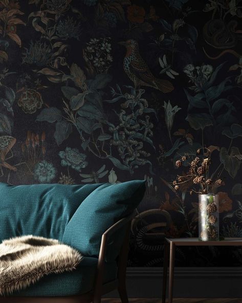 Art Deco Botanical Wallpaper, Canada Living, Urban Top, Garden At Night, Moody Wallpaper, Wallpaper Interior, Design Restaurant, The Jungle Book, Wallpaper Accent