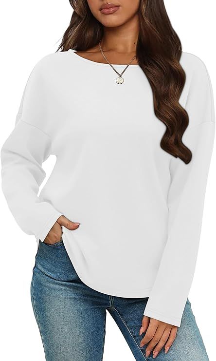 Womens Long Sleeve Tops 2024 White Tshirts Shirts for Women Boat Neck Tops Womens Tunic Comfy Lounge Shirts Fall Trend M at Amazon Women’s Clothing store Striped Shirt Women, Fall Trend, Comfy Lounge, Boat Neck Tops, Womens Tunics, Shirts For Women, Fall Trends, Shirt Women, White Tshirt