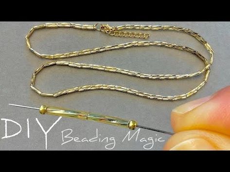 (3) Easy Beaded Necklace Tutorial for Beginners: Beaded Rope | Bugle Beads Tutorial - YouTube Beads Tutorial, Beaded Necklace Tutorial, Necklace Tutorial, Beaded Jewelry Tutorials, Beaded Rope, Bugle Beads, Beading Tutorials, Bead Jewellery, Jewelry Tutorials