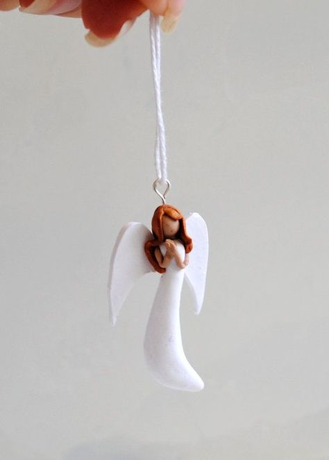 Polymer Clay Angel, Angel Clay, Polymer Christmas, Polymer Clay Kunst, Clay Angel, Clay Christmas, Polymer Clay Ornaments, Polymer Clay Figures, Clay Crafts Air Dry