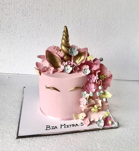 Unicorn cake  by Rebecca29 Unicorn Cake With Flowers, Unicorn Cake Pink, Pink Unicorn Cake, Happy Birthday Princess Cake, Unicorn Cake Design, Diy Unicorn Cake, Unicorn Birthday Party Cake, Unicorn Birthday Cake, Beautiful Cake Designs