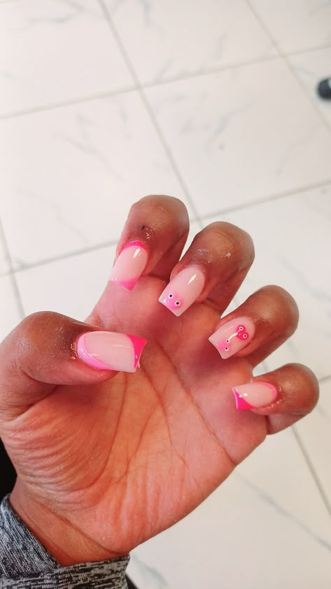 Des Garcons Nails, Comme Des Garcons Nails, Pretty Gel Nails, Unique Acrylic Nails, Bling Acrylic Nails, Nails Pink, Birthday Nails, Square Acrylic Nails, Nails Inspo