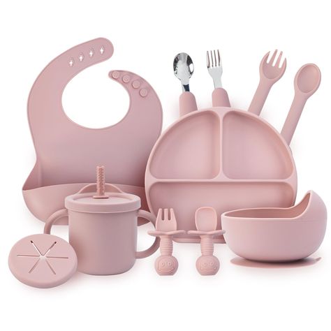 PRICES MAY VARY. 👍【100% Health-safe Food-grade Silicone】Dear Parents! We understand your concern for your little baby's health. That’s why we have designed this healthy and safe silicone baby feeding set. The baby cutlery set is phthalates/PVC/lead/BPA free and does't contain harmful chemicals. You can safely let your baby use it! 🥣【13 pcs Set Contains Everything Your Baby Needs】This Silicone baby feeding set contains a 4-compartment suction plate, suction bowl, straw sippy cup with 2 lids, ad Baby Self Feeding, Toddler Utensils, Nursing Room, Baby Utensils, Baby Registry Items, Baby Feeding Set, Registry Items, Jelly Bag, Dear Parents