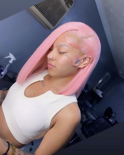 Light Pink Frontal Wig, Pink Bob, Teenage Hairstyles, Hair Tea, Light Pink Hair, Birthday Hairstyles, Dyed Hair Inspiration, Girls Natural Hairstyles, Barbie Hair