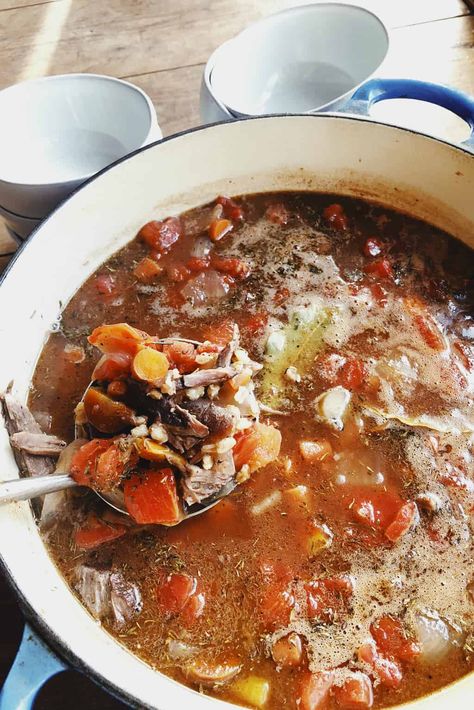 The Pioneer Woman's Perfect Pot Roast Turned into Soup is the best pot of deliciousness you can bring to a potluck, or serve for dinner! Earlier this week we made a pot roast, and then took the leftovers, adding herbs and farro, for the most delicious soup recipe! ENJOY! Pot Roast Soup Recipes, What To Do With Leftover Pot Roast, Leftover Pot Roast Ideas, Leftover Pot Roast Recipes, Pot Roast Soup, Roast Soup, Prime Rib Soup, Roast Stew, Leftover Roast Beef Recipes