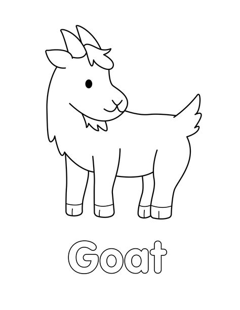 Goat Coloring Page from LittleBeeFamily.com Preschool Goat Craft, Goat Activities For Toddlers, Goat Activities For Preschool, Goat Craft Preschool, Farm Curriculum, Goat Printable, Goat Coloring Pages, Farm Animals For Kids, Coloring Pages Activities