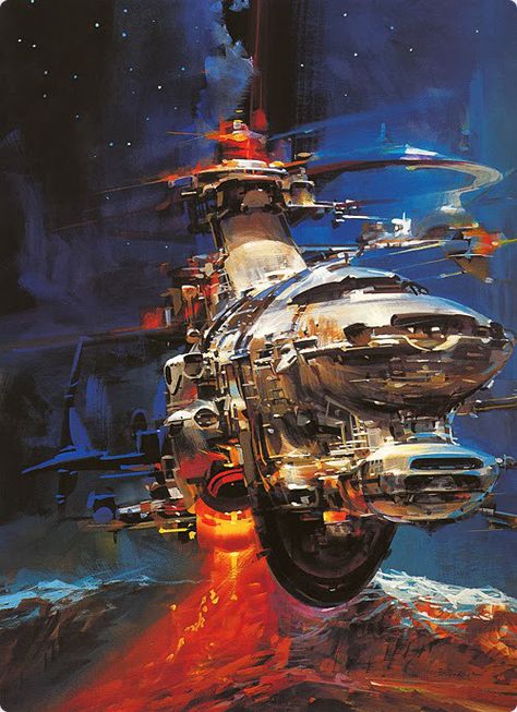 My Favorite Artists: John Berkey | Rhysling's Guitar John Berkey, Futuristic Space, Science Fiction Artwork, Sci Fi Spaceships, 70s Sci Fi Art, Scifi Fantasy Art, Sf Art, Science Fiction Illustration, Classic Sci Fi