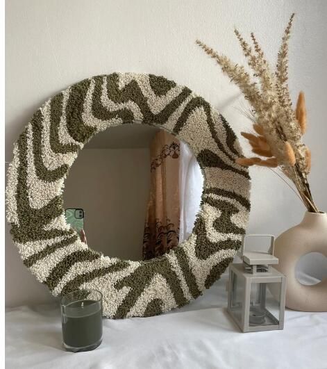 Swirl Mirror, Tufted Mirror, Olive Green Bedrooms, Mirror Unique, Baby Doll Bed, Wavy Mirror, Easy Room Decor, Friendship Bracelets Designs, Pinterest Diy Crafts