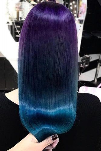 Galaxy Ombre Hair, Hidden Galaxy Hair, Blue Galaxy Hair, Space Hair Color, Galaxy Hair Color Ombre, Galaxy Balayage, Cool Hair Dye Ideas Brunettes, Galaxy Hairstyles, Galaxy Hair Color