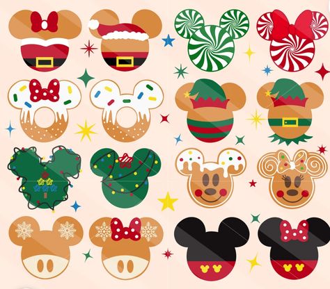 Disney Christmas Clipart, Disney Christmas Classroom Door Ideas, Mickey Christmas Nails, Disney Christmas Characters, Mickey Mouse Navidad, Mickey Christmas Party, Disney Diy Christmas Ornaments, Tsum Tsum Christmas, Disney Ornaments Diy