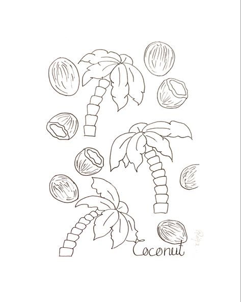 Coconut Doodle, Coco Tattoo, Coconut Tattoo, Fruit Tattoo, Coconut Drinks, Outline Designs, Line Art Tattoos, Candle Art, Drinks Design