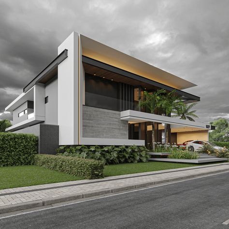 CGI HOUSE - N527 on Behance Ultra Modern Homes Exterior, Exterior Beach House, Ultra Modern Homes, House Design Trends, Modern House Facades, Architect Design House, Architecture Model House, Modern Exterior House Designs, Architecture Building Design