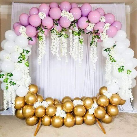 Lavender Balloons, Backdrop Inspiration, Ring Balloon, Wisteria Vines, Party Decorations Table, Unique Baby Shower Themes, Birthday 30, Shower Balloons, Backdrop Decor