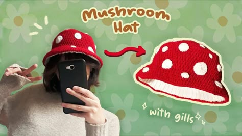 Free Crochet Bucket Hat Patterns, Free Crochet Mushroom, Bucket Hat Patterns, Free Crochet Bucket Hat, Mushroom Bucket Hat, Mushroom Patterns, Bucket Hat Pattern, Mushroom Hat, Crochet Mushroom