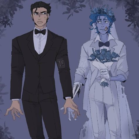 ~Redd~ on Instagram: “~The Corpse Bride Au~ (Or Groom, in this matter) . Hell yeahhhh, a new Jotakak au! This is my new favorite piece by far😈😈Just the entire…” Disney Characters Genderbend, Disney Gender Swap, Corpse Bride Art, Disney Gender Bender, The Corpse Bride, Tim Burton Art, Jojo's Bizarre Adventure Anime, Jojo Anime, Pinturas Disney