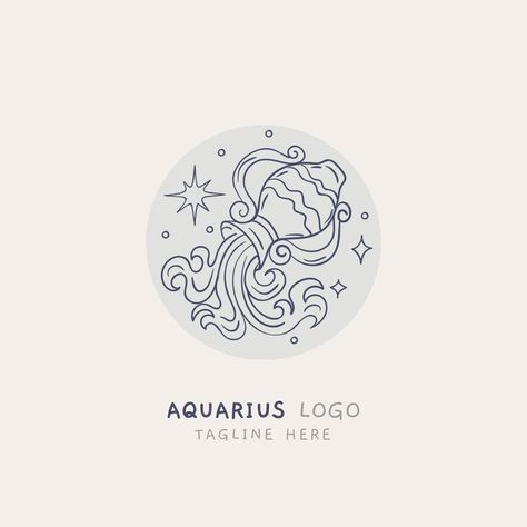 Aquarius Drawing Art, Aquarius Flash Tattoo, Aquarius Tattoo Stencils, Aquarius Design Tattoo, Aquarius Logo Design, Aquarius Line Art, Aquarius Drawing Easy, Aquarius Aesthetic Tattoo, Aquarius Symbol Art