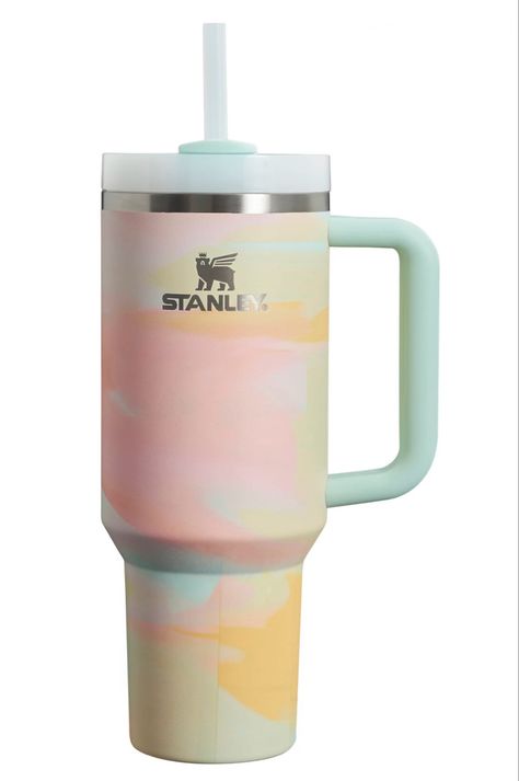 Pastel tie dye stanley quencher Copo Starbucks, Stanley Pink, Stanley Adventure, Clean Slate, Tea Or Coffee, Cup With Straw, Reusable Straw, Stanley Cup, Car Cup Holder