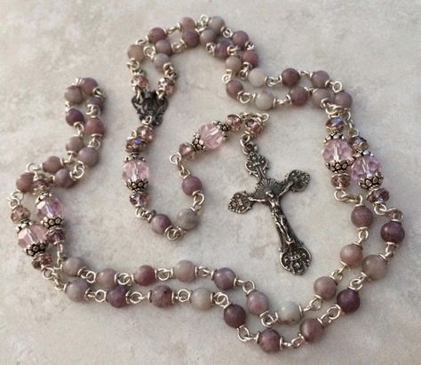 I handcraft heirloom quality gemstone rosaries in classical chain work. The rosary bead parts are vintage reproduction. Rosary Beads, Funky Jewelry, A Cross, Girly Jewelry, Jewelry Inspo, Dream Jewelry, Pretty Jewellery, Piercing Jewelry, Cute Jewelry