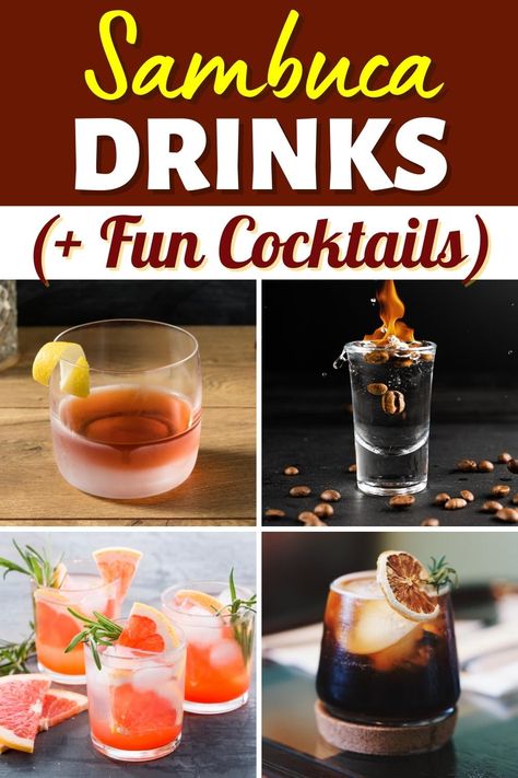 Show off your fancy mixology skills with these easy and delicious Sambuca drinks. If you're a fan of licorice, you'll love these anise-heavy cocktails. Sambuca Drinks, Grapefruit Cocktail, Italian Drinks, Italian Liqueur, Unique Cocktails, Boozy Drinks, Shot Recipes, Cocktail Drinks Recipes, Coffee Tasting