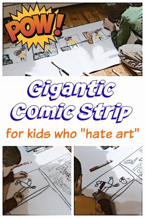 Inspire your reluctant artists with a giant comic strip art project. Comic Writing, Comic Book Crafts, Comic Strip Art, Superhero Craft, Book Door, Strip Art, Teen Programs, Summer Reading Program, Group Project