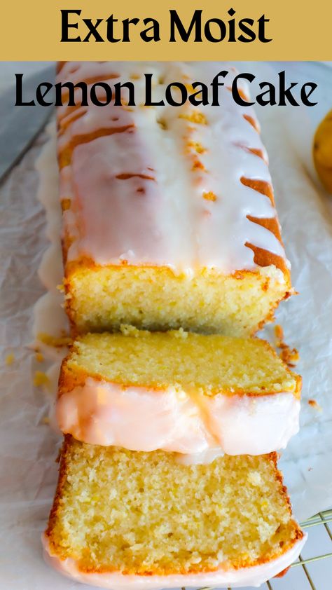 Easy and Moist Lemon Loaf Cake Glazed Loaf Cake, Citrus Loaf Cake, Quick Lemon Cake, Homemade Lemon Pound Cake With Glaze, Moist Sweet Bread Recipe, Moist Lemon Loaf Cake, Cake Loaf Ideas, Lemon Cake For Two, Lemon Loft Cake