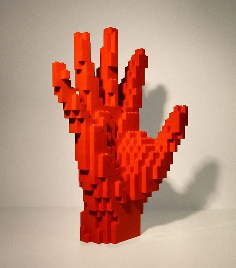 #lego Hand No.2 - 500 pieces, classic #red #legoartist #sculpture #afol #legoinstagram #legoart #legomoc Minecraft Temple, Lego Hand, Minecraft Statues, Hand Statue, Minecraft Banners, Minecraft Castle, Amazing Lego Creations, Hand Sculpture, Cool Minecraft